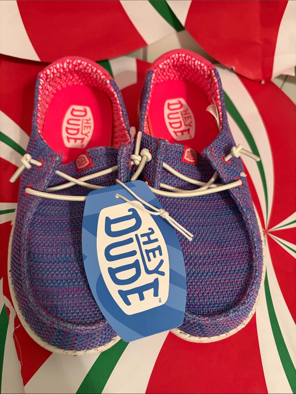 Hey Dude Kids Purple and Pink Knit Slip-On Sneakers